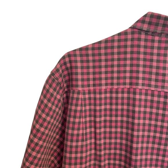 Tommy Bahama Silk Button Down Pink Grey Checked Shirt Size XL - Picture 8 of 9